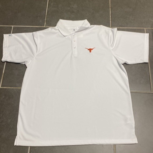 Antigua Men's White Polo Shirt with Longhorn logo. - Picture 4 of 6